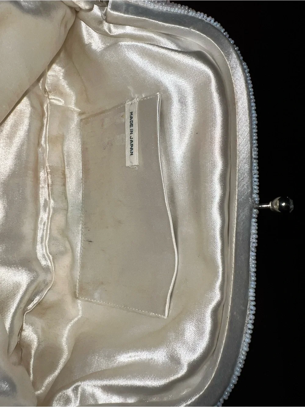 Vintage Ivory Beaded Evening Clutch,made in japan